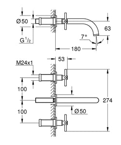 Atrio 3-hole Basin Mixer M-Size