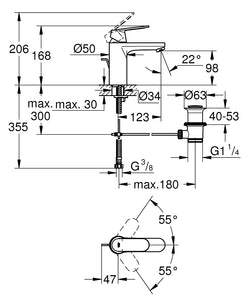 EUROCOSMO Single-Lever Basin Mixer 1/2″ M-Size