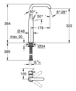 Essence Single-lever Basin Mixer XL-Size - Polished Nicke