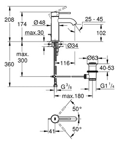 Essence Single-lever Basin Mixer S-size Brushed Hard Graphite