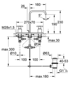 Allure 3-hole Basin Mixer M-Size