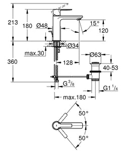 LINEARE Single-Lever Basin Mixer S-size Hard Graphite