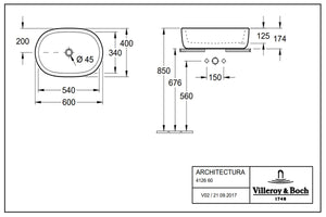 Architectura Surface-mounted Washbasin 600 X 400 mm